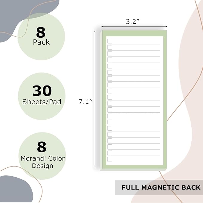 8 Pack Magnetic Notepads for Refrigerator, 30 Sheets Each, & Shopping - Image 2