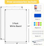 AMUSIGHT 3 Pack Double-Sided Magnetic Whiteboard, Aluminum Frame White Board - Image 4