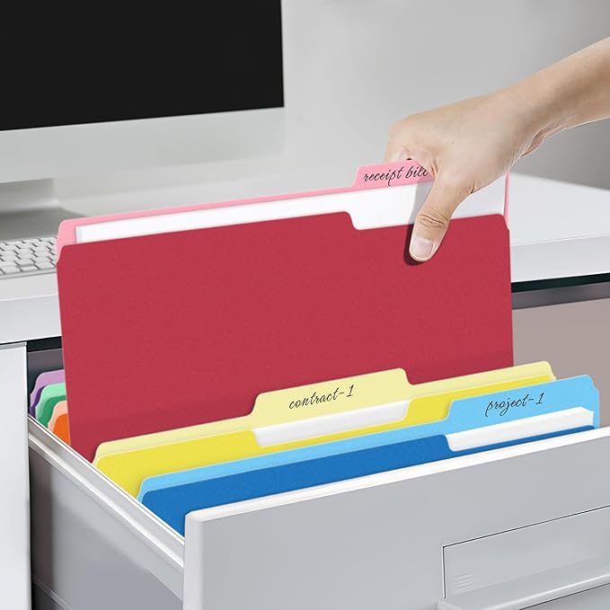 SUNEE File Folders, 120 Pack Manilla Folders 8.5 x 11, Colored File Folders - Image 7