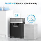 BONSEN 14-Sheet Paper Shredder for Home Office, Heavy Duty Cross Cut Shredder - Image 2