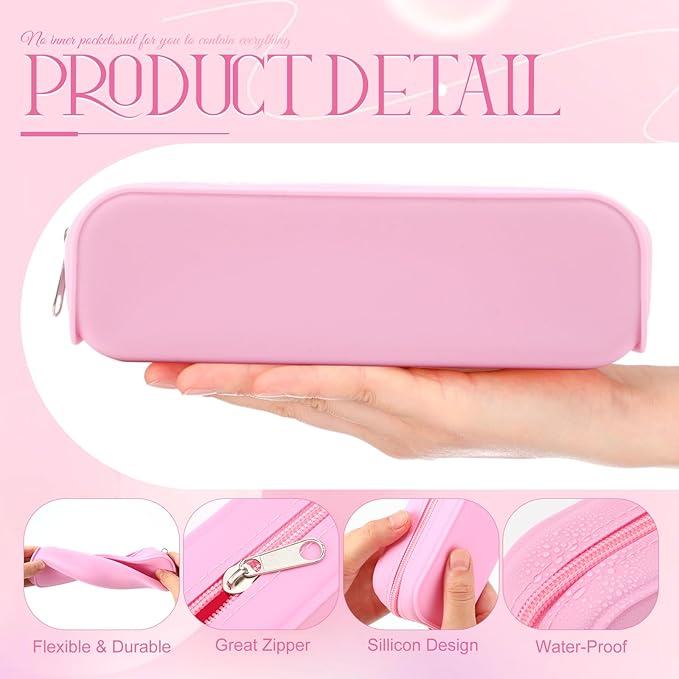 Feifeiya 8 Pcs Silicone Pencil Case Pen Zipper Pouch Bags Aesthetic Back to - Image 3