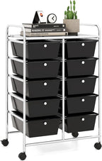 LDAILY 10 Drawer Rolling Cart, Storage Cart Organizer on Wheels, Drawer Cart by LDAILY