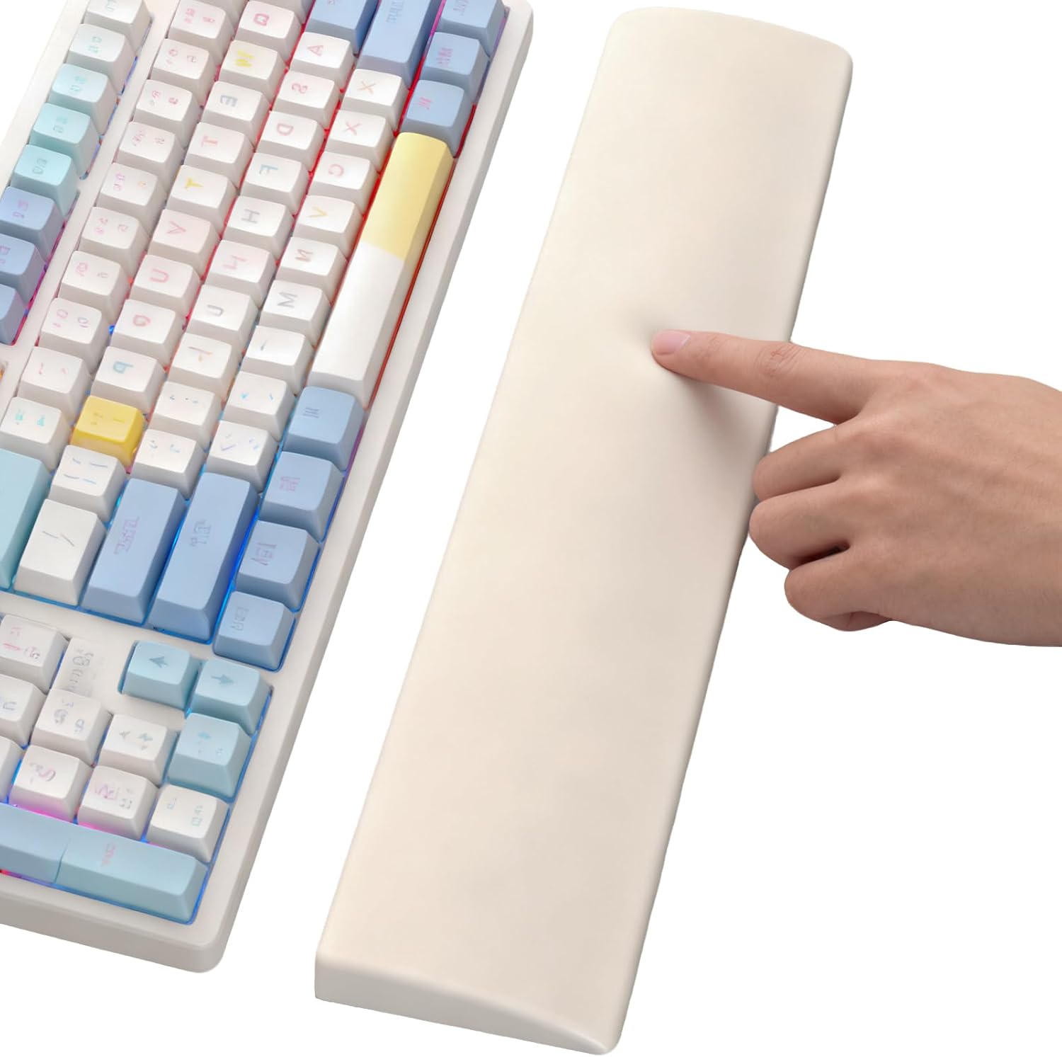 Silicone Wrist Rest for Full-Sized Mechanical Keyboards - Honeycomb Anti-Slip Base, 17.6-Inch Palm Support for Ergonomic Typing and Pain Relief (Ivory White, 17.6)