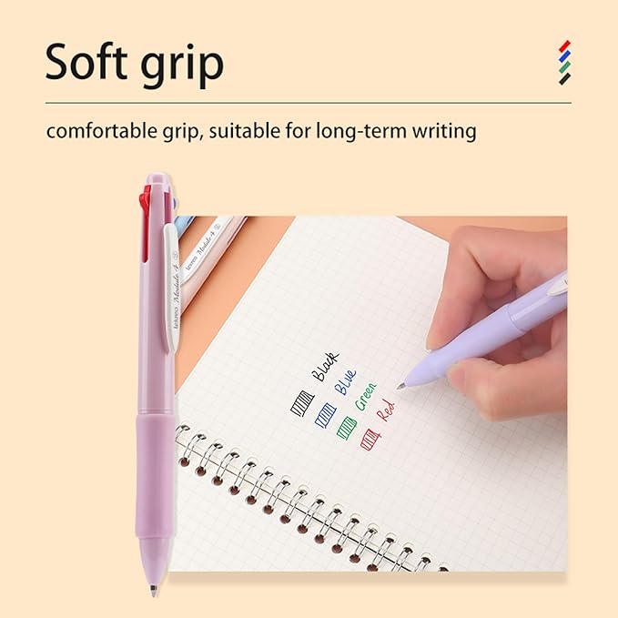 Lekreo Multi-color Ballpoint Pens, 4-in-1 Colored Pens 0.7 Medium Fine Point - Image 3