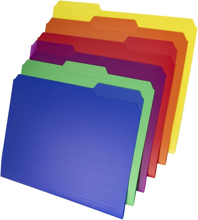 Dunwell Plastic Colored File Folders, Colorful 1/3 Tab Filing Folders - Image 7