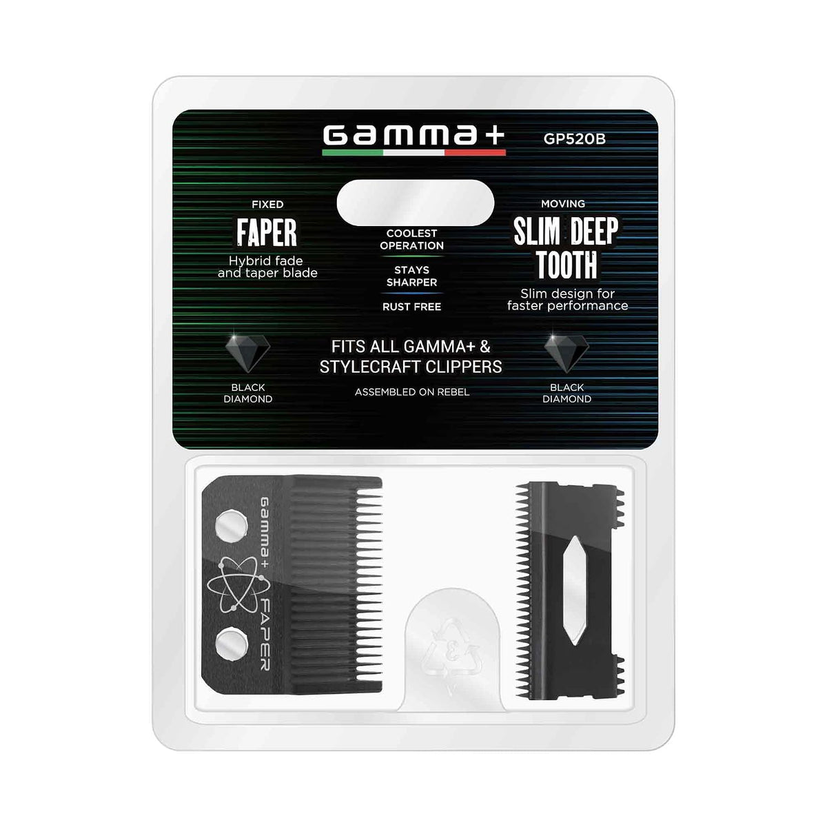 GAMMA+ Replacement Fixed & Moving Hair Clipper Blade Set, Oil Reservoir