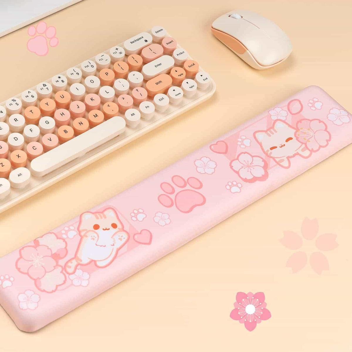 BelugaDesign Sakura Cat Desk Pad | NS Switch Keyboard Laptop Gaming Setup Acc...