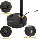 adjustable desk lamp with dual usb-c/a & ac on a desk or shelf