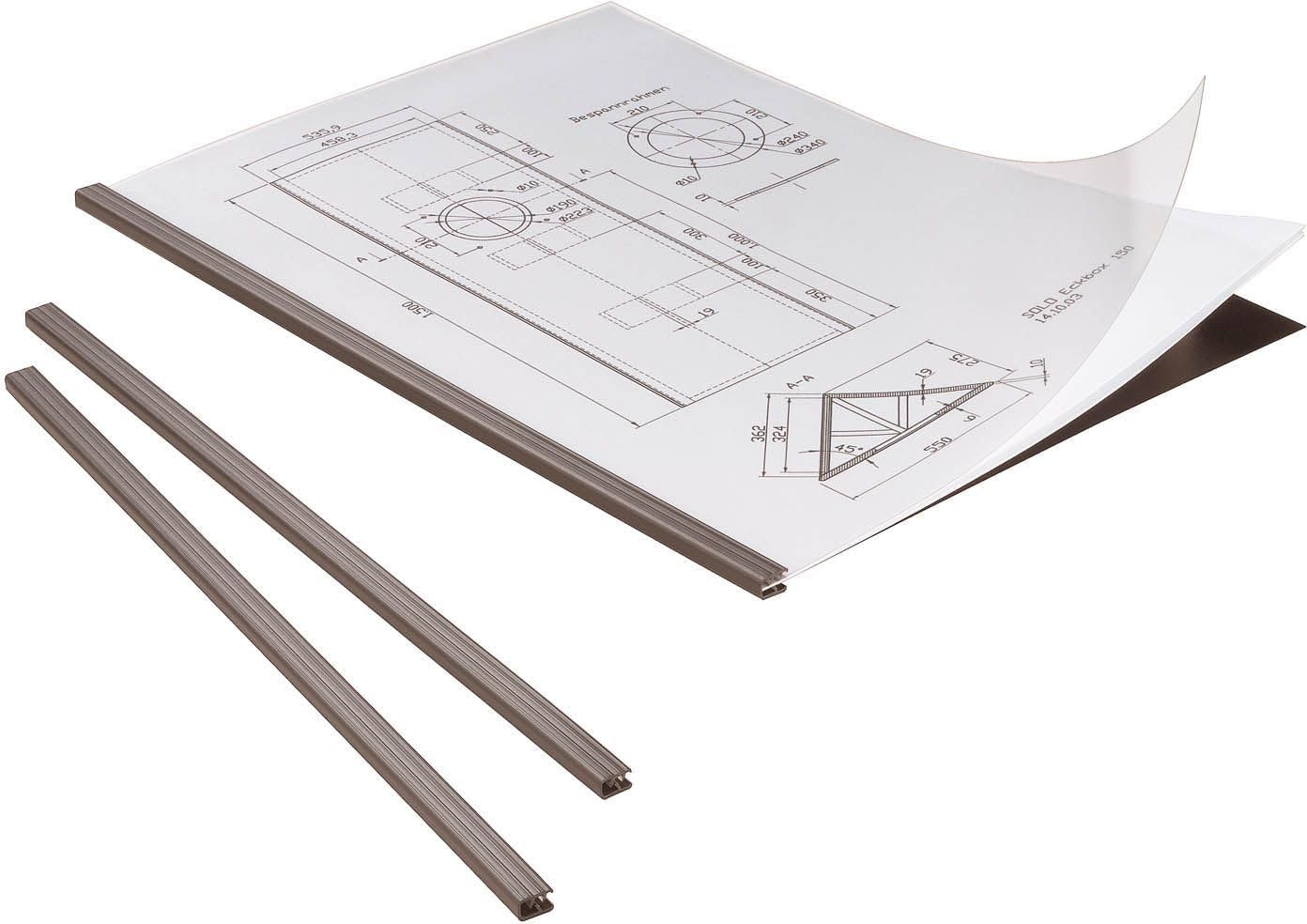 Durable 294201 Clamping Rail Set Duragrip, for 1-15 Sheets DIN A4, Black | Quick binding system for 1-15 sheets, high binding strength, includes cover cover, for presentations and training documents