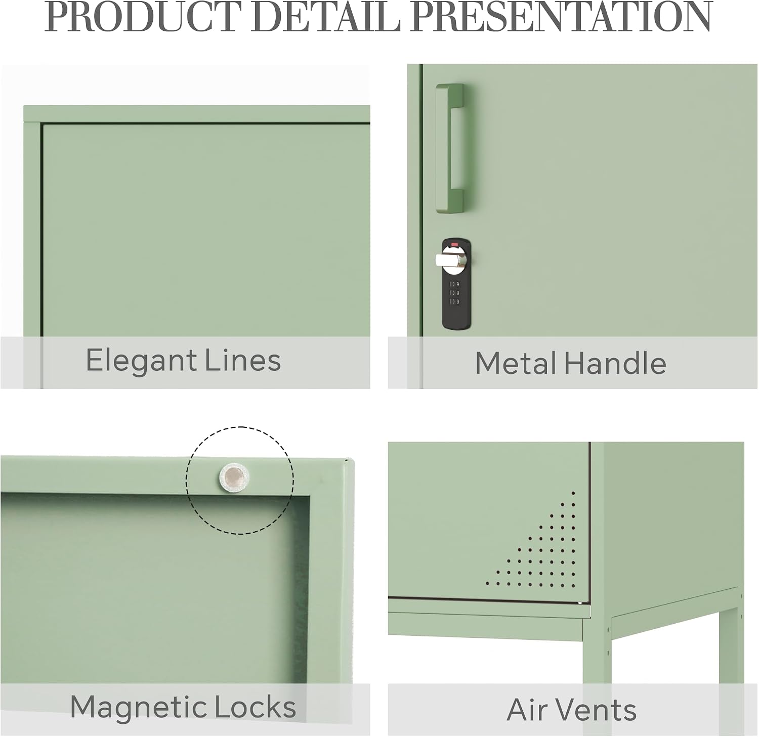 Green Metal Locker Cabinet, 59.1" Lockable Storage Locker for Employees with Adjustable Shelves, Locking File Cabinet Door for Office, School, Gym, Garage