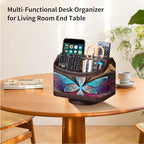 PUSU 360°Rotatable Remote Control Holder, PU Leather TV Remote Holder Caddy - Image 4