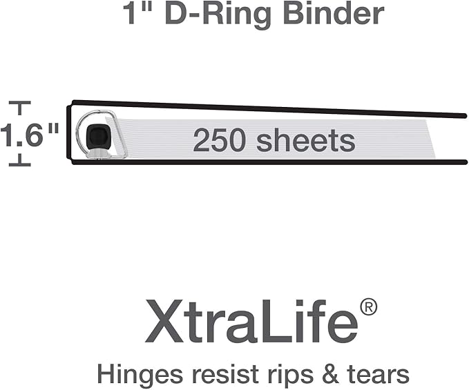Oxford 3 Ring Binders, 1 inch ONE-Touch Easy Open D Rings, Durable Binders - Image 3