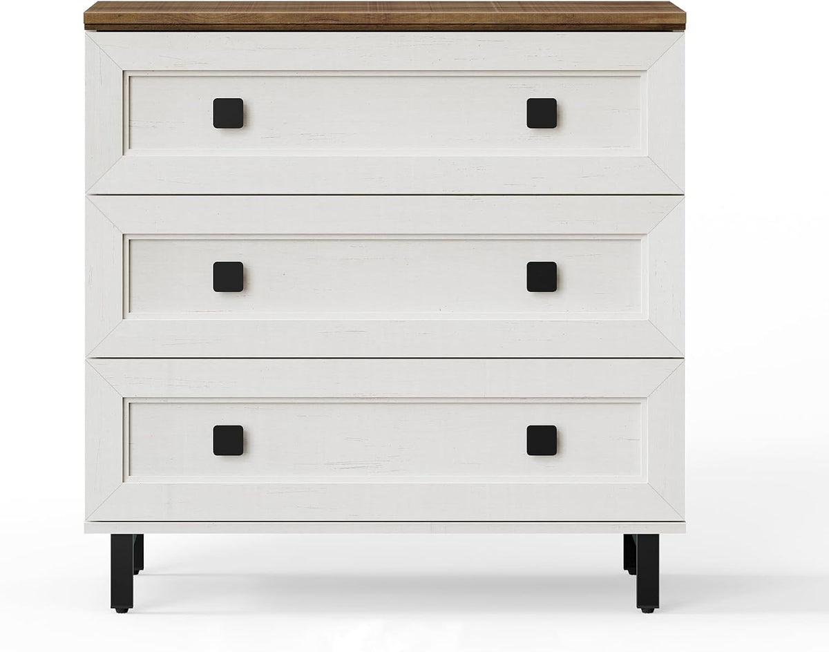 FENSULN Modern White Dresser for Bedroom with 3 Drawers,Chest of Drawers with...