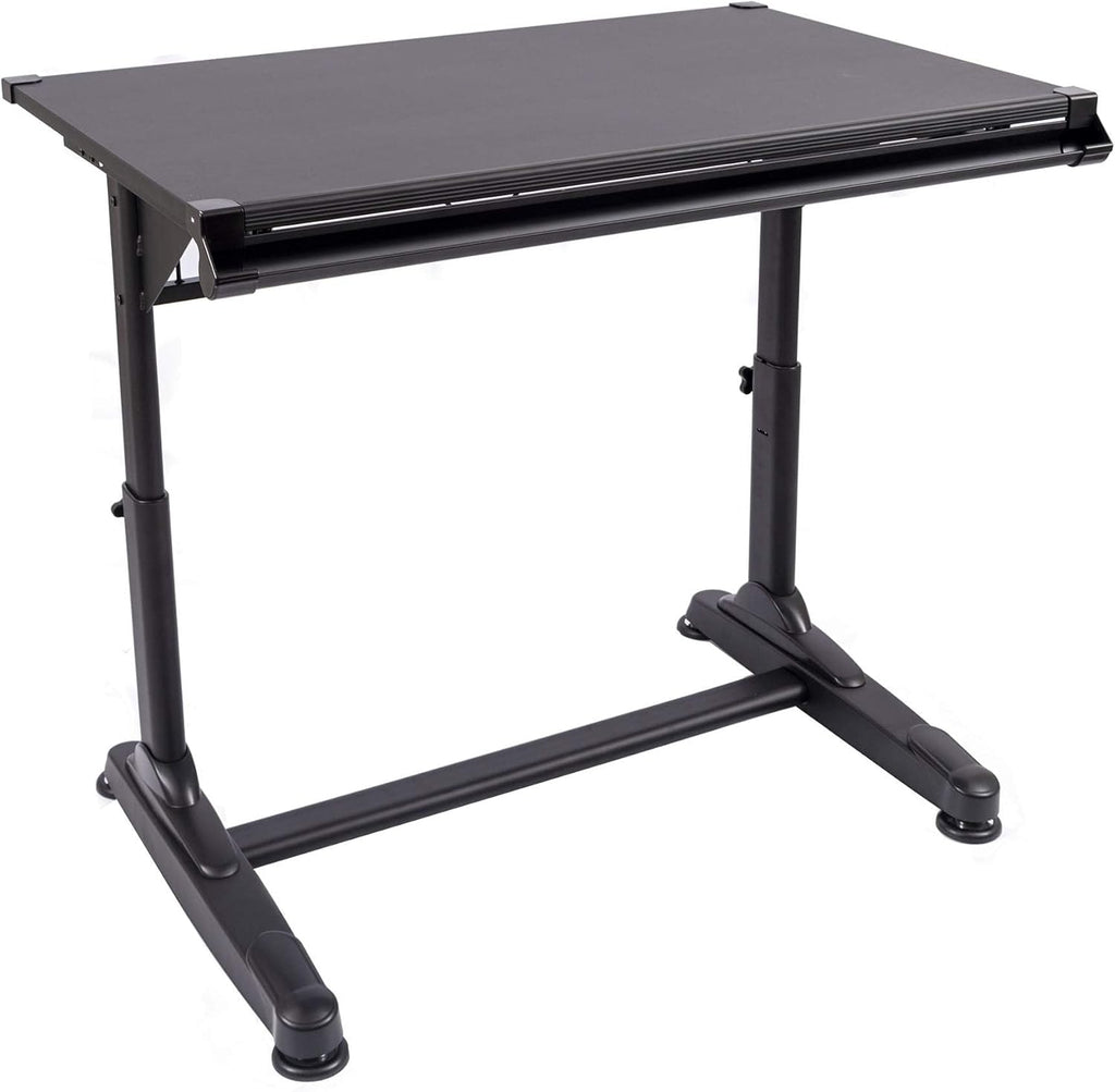 Stand Up Desk Store Adjustable Height and Angle Drafting Table Drawing Desk with Large Surface (Black Frame/Black Top, 40" W X 26" D)