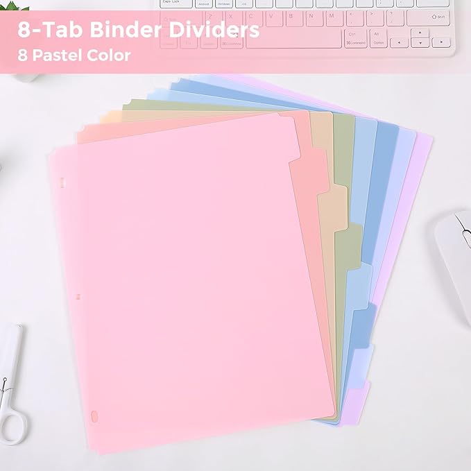 SKYDUE 8 Tab Durable Plastic Dividers, Big Tab Dividers - Image 2