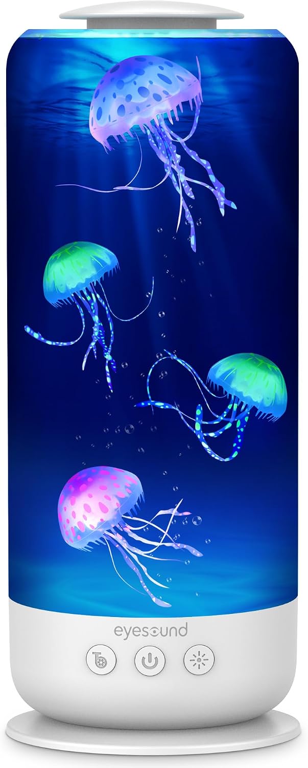 Jellyfish Lamp Quiet Calming Night Light for Bedroom Decor Gift(White）
