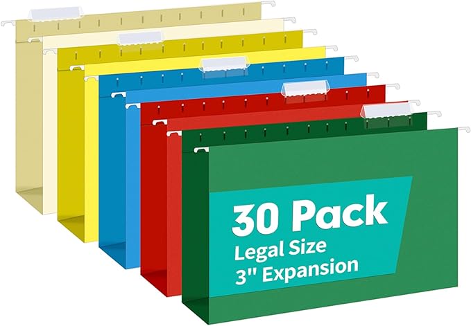 HERKKA Extra Capacity Legal Size Hanging File Folders, 30 Pack Reinforced Legal by HERKKA