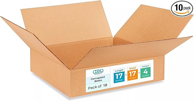 Medium Shipping & Moving Boxes 17x17x4 inches by IDLPackaging