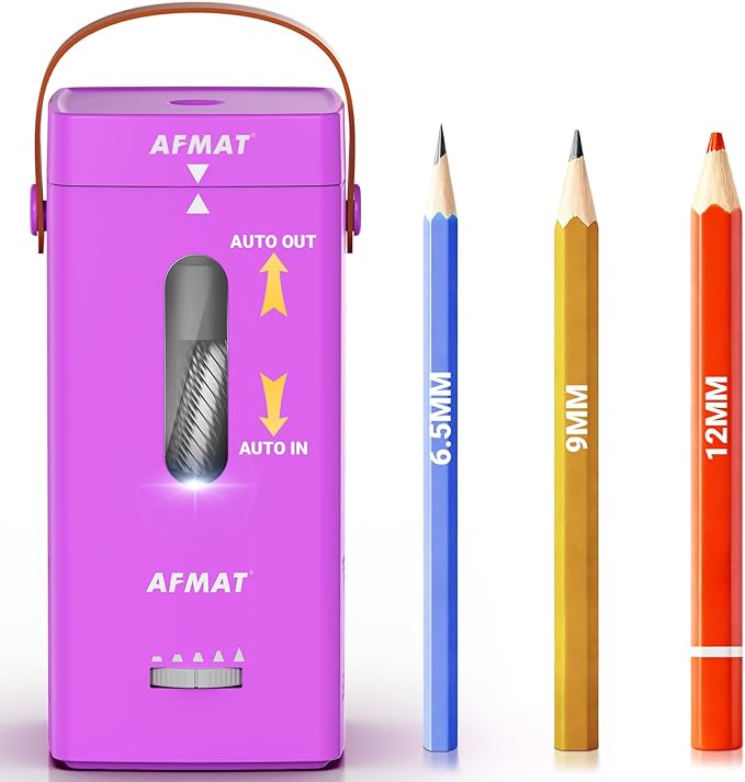 AFMAT Electric Pencil Sharpener, Fully Automatic Pencil Sharpener, Auto in & Out by AFMAT