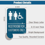 6x8 Inch Restrooms for Customer Only Sign Blue - Image 2