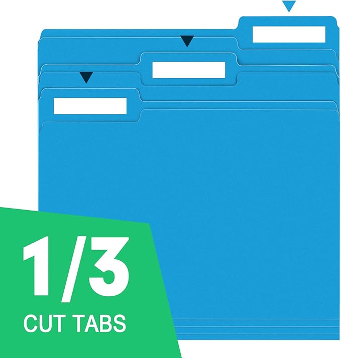 File Folder, RAZCC 100 Pack 1/3 Cut Tab File Folders Letter Size, Colored - Image 3