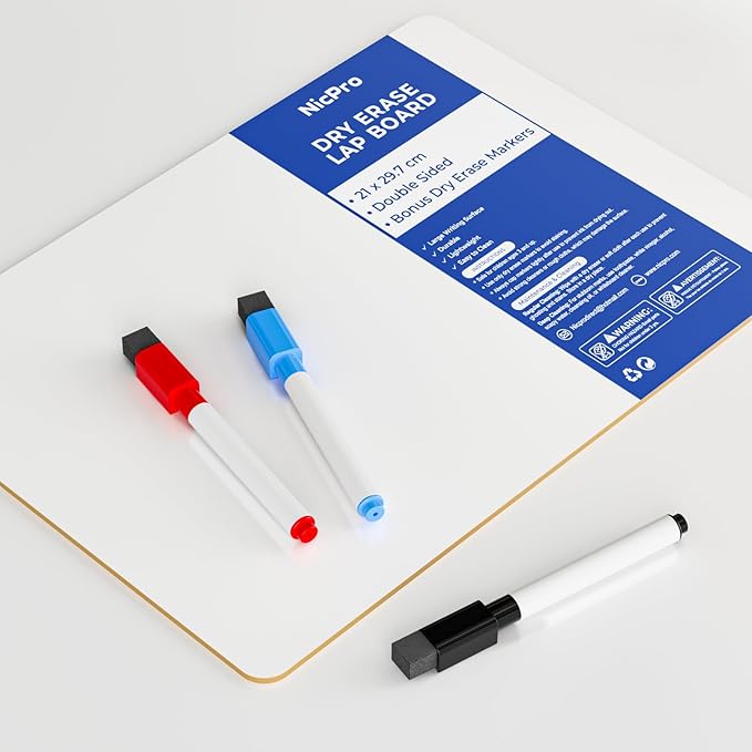 Nicpro 9 x 12 inches Lapboard Small Dry Erase Lap Board Double Sided - Image 6