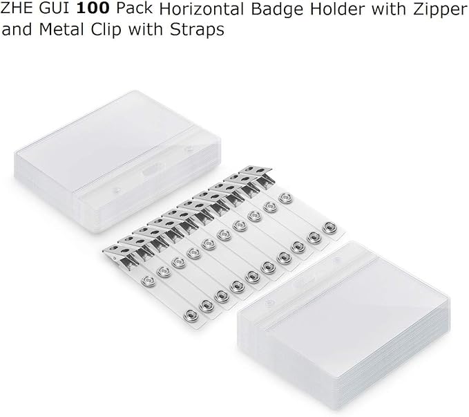 100 Pack Horizontal ID Badge Holder - Image 2