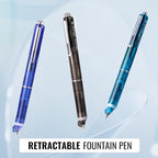 WRITECH Clictek Fountain Pen Retractable: Blue Ink Medium Nib Transparent Barrel - Image 7