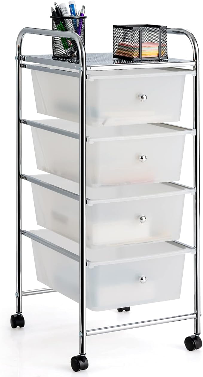 Giantex Rolling Cart with Drawers, Craft Organizer with Wheels, 4 Drawer by Giantex