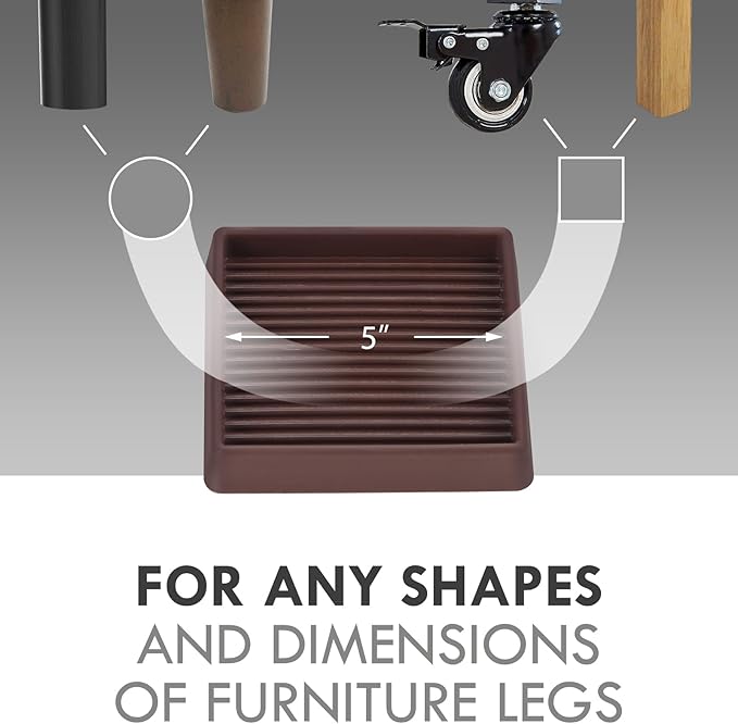 VOCOMO 5X5 Rubber Caster Cups, Non Slip Furniture Pads, Anti-Slip Gripper - Image 2