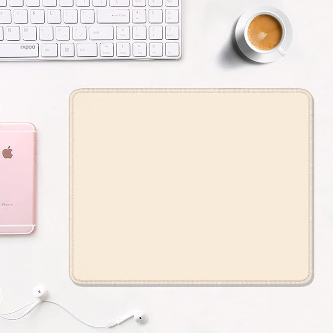 Auhoahsil Beige Mouse Pad, 12 x 10 Inch Square Mousepad, 3mm Thick Rubber Mouse - Image 2