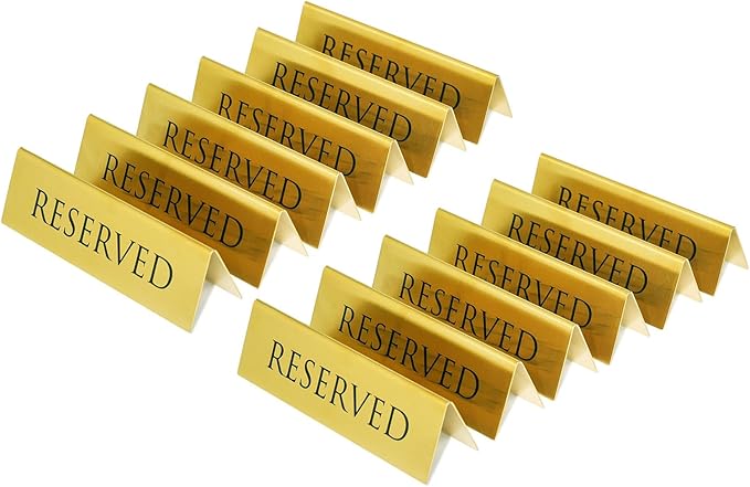 Golden Metal Table Top Reserved Sign by BARsics