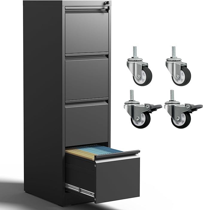 IKIMI 4 Drawer Locking File Cabinet by IKIMIMetalFurniture