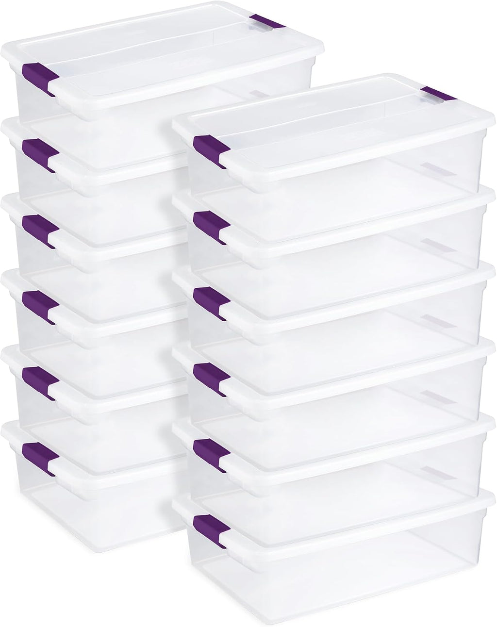 Sterilite 12-Pack 32 Quart ClearView Latch Box, Stackable Organizer Bins