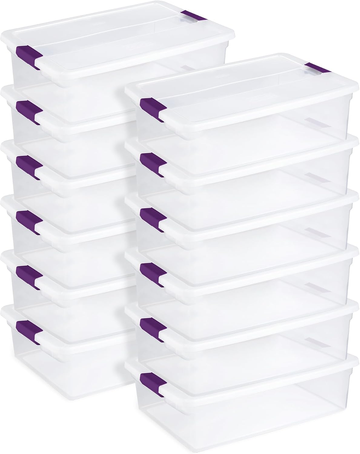 Sterilite 12-Pack 32 Quart ClearView Latch Box, Stackable Organizer Bins