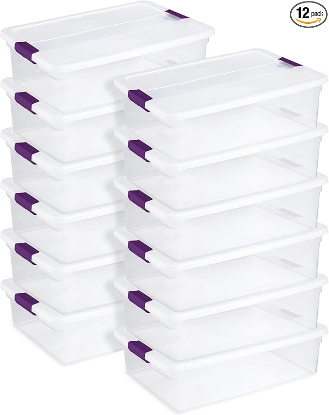 Sterilite 12-Pack 32 Quart ClearView Latch Box, Stackable Organizer Bins by Sterilite