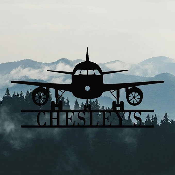 Personalized Metal Airplane Wall Art, Airplane Name Sign, Customized Pilot Name - Image 3