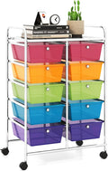 LDAILY 10 Drawer Rolling Cart, Storage Cart Organizer on Wheels, Drawer Cart by LDAILY