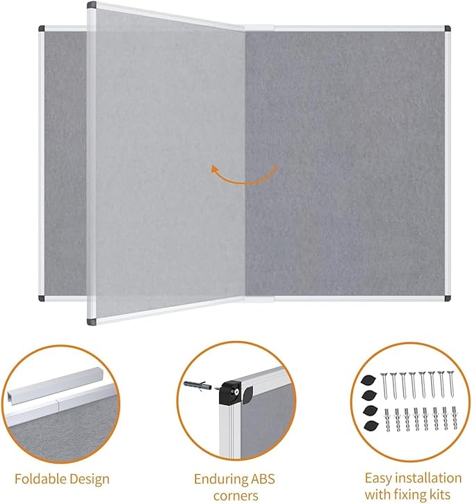 VIZ-PRO Large Fabric Bulletin Board/Foldable Notice Board Felt Gray, 72 X 48 - Image 4