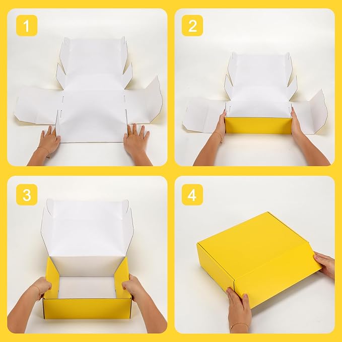 PHAREGE 12x9x4 inch Gift Shipping Boxes Bulk 6 Pack Yellow, Tab Lock Tuck Top - Image 7