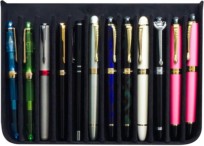 MIVLXLX PU Leather 12 Fountain Pen/Pencil Tray Case Organizer, Fashion Design - Image 7