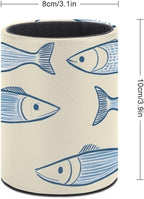 Sardine Fish Pencil Holder Leather Desk Organizer Stand Round Pen Cup Container - Image 2