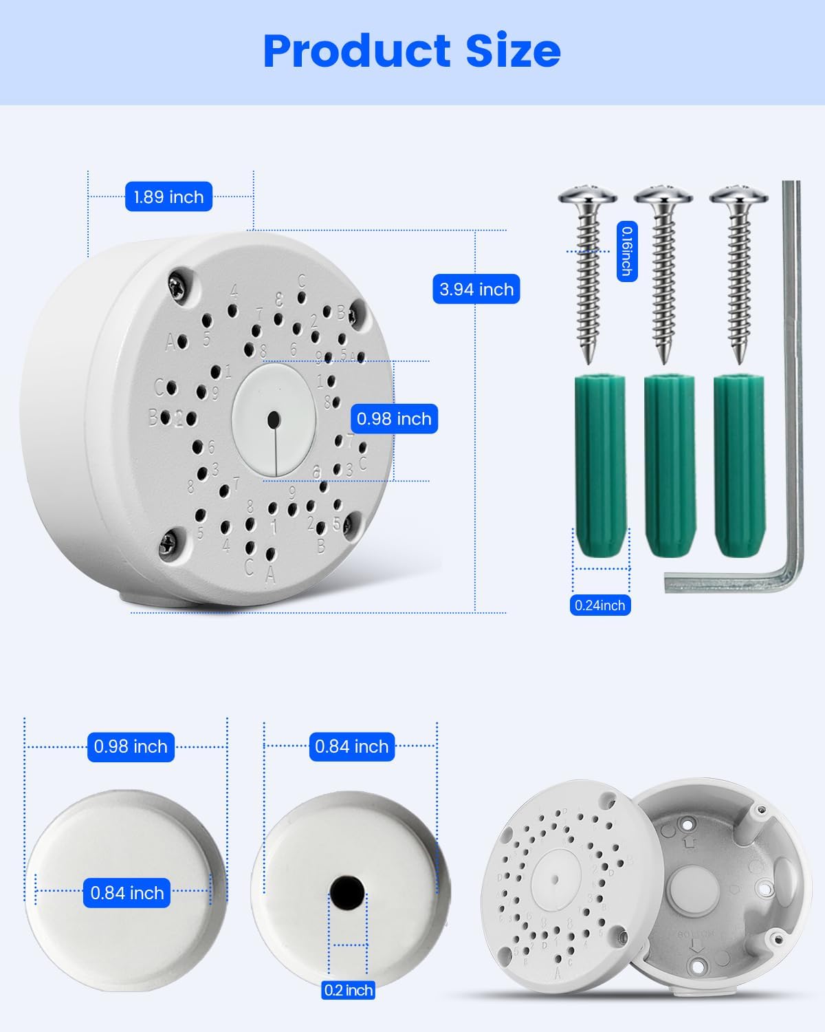Universal Security Camera Junction Box, Aluminum Hide Cable Junction Boxes