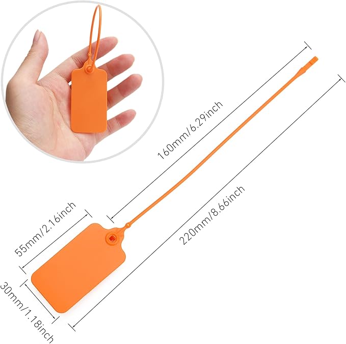 100 Orange Blank Plastic Tags for Labeling Waterproof Hanging Labels Writable - Image 3