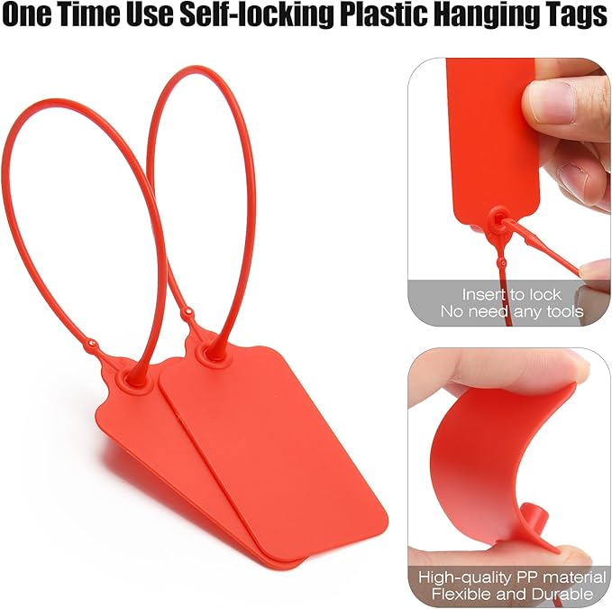 100 Red Blank Plastic Tags for Labeling Waterproof Hanging Labels Writable Tags - Image 5