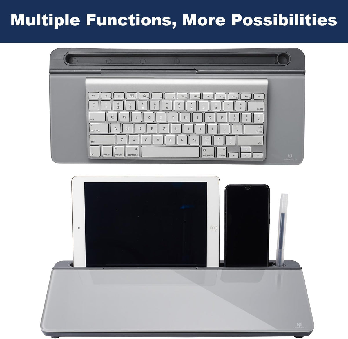 TSJ OFFICE Desktop Whiteboard Dry-Erase-Board - Computer Keyboard Stand White...