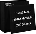OcePor 200 Sheets Black Cardstock 12” x 12”, 92lb/250gsm Black Card Stock by OcePor