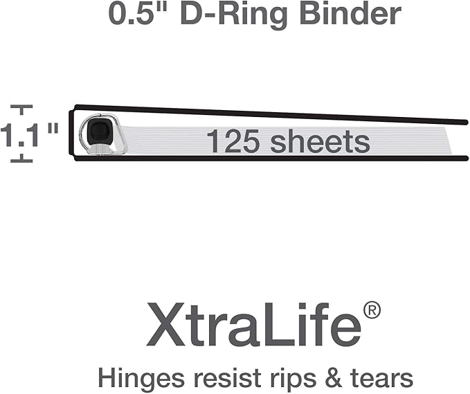 Oxford 3 Ring Binders, 0.5 inch ONE-Touch Easy Open D Rings, Durable Binders - Image 3