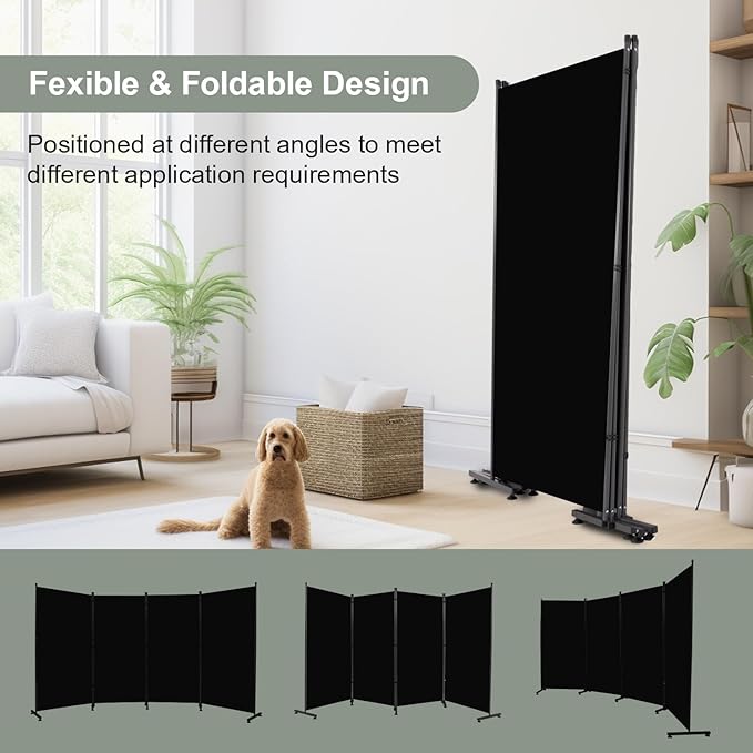 Room Divider 6FT 4 Panel Privacy Screen, Portable Room Partitions and Dividers - Image 4
