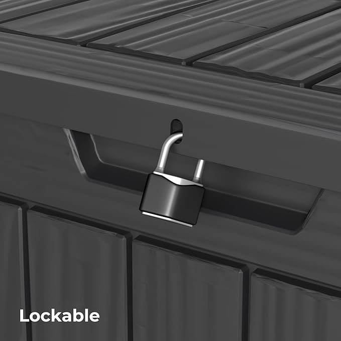Decksplore 35 Gallon Outdoor Storage Box Waterproof Lockable Resin Deck Box - Image 3